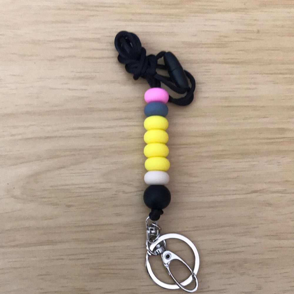 Teacher pencil beaded lanyard for keys and ID badges